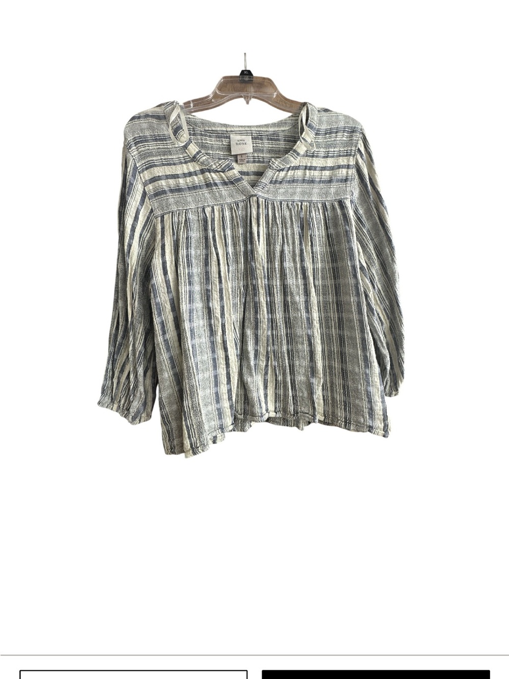 Knox Rose Blue and Cream Striped Peasant Blouse